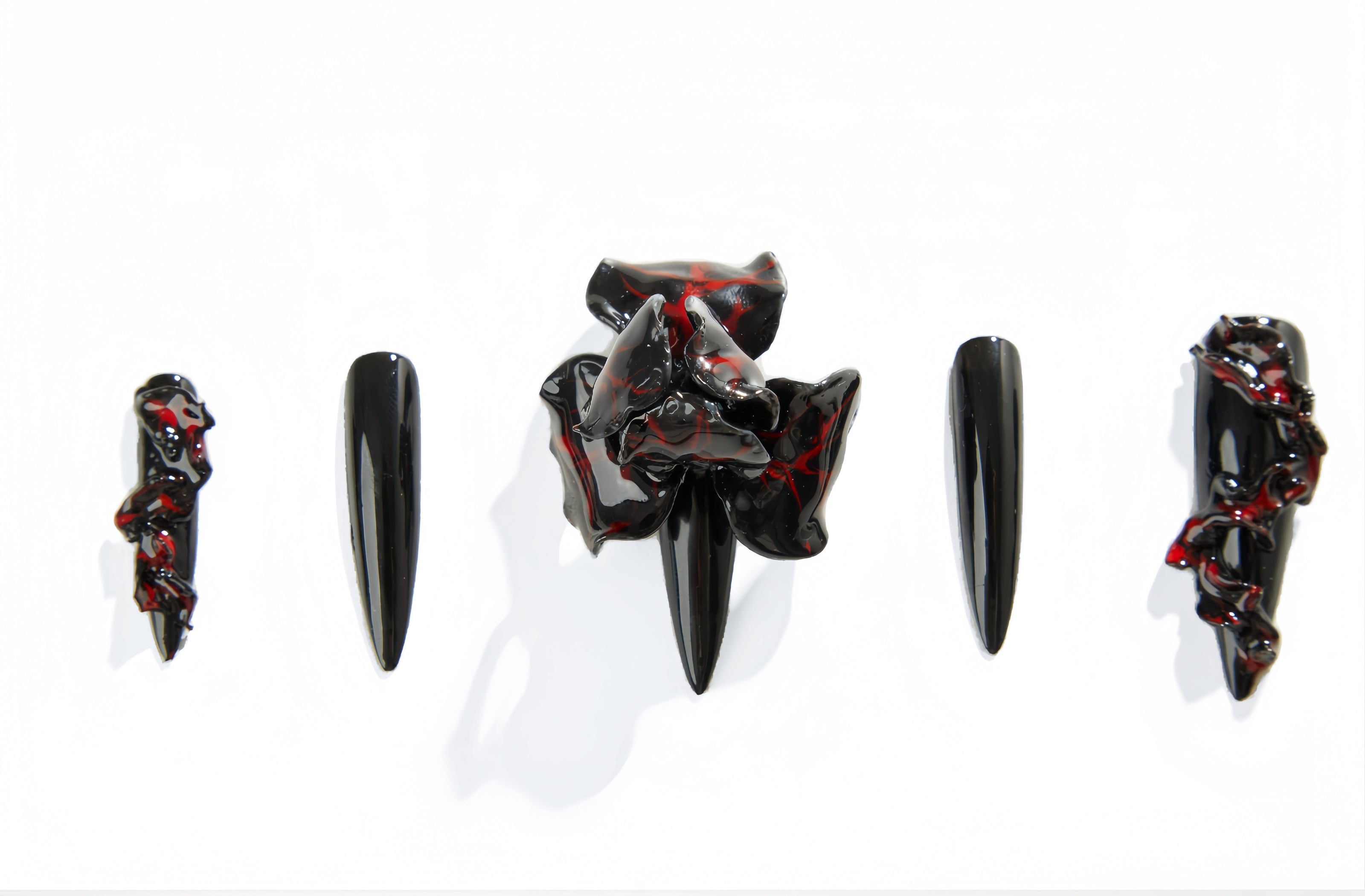 4D flower- press on nails- Unaily, close look