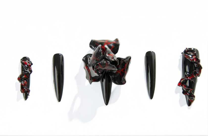 4D flower- press on nails- Unaily, close look